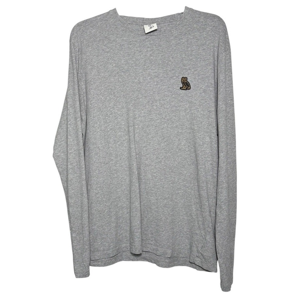 OVO October's Very Own Long Sleeve T-Shirt Gray Men's Size L Embroidered Owl